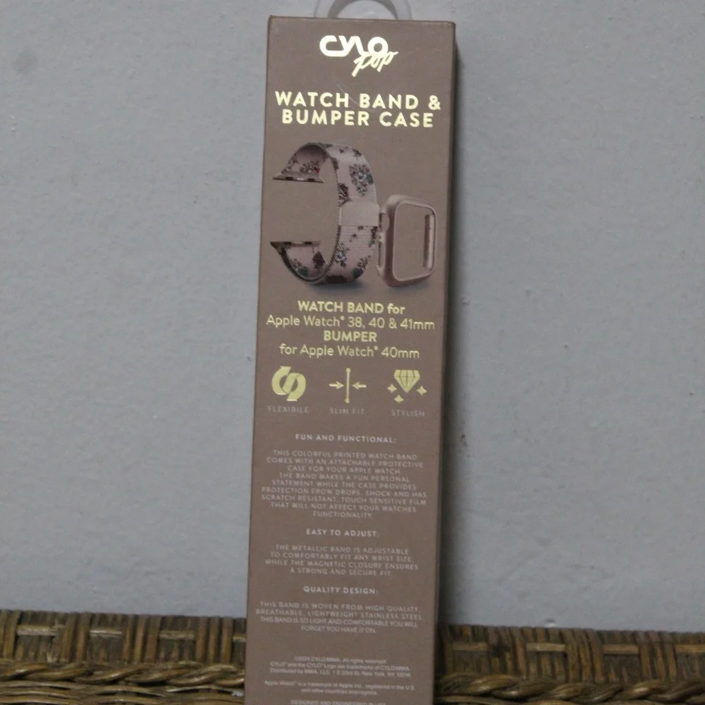 Cylo Pop. Metal Mesh Watch Band & Bumper Case. Color: Soft Rose Pink